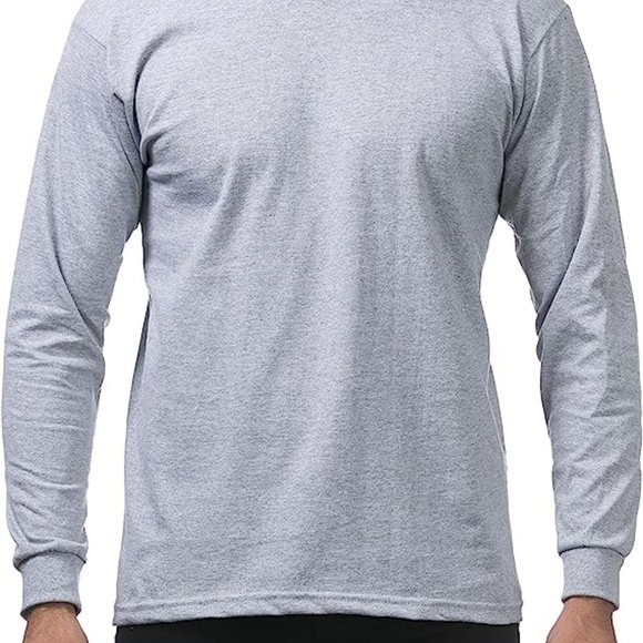 Pro Club Men Heather Gray 2XL-3XL Heavyweight Cotton Long Sleeve Crew Neck - Picture 1 of 3